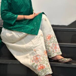 Pure Cotton Embroidery Work Kurti And Plaza Pant Se