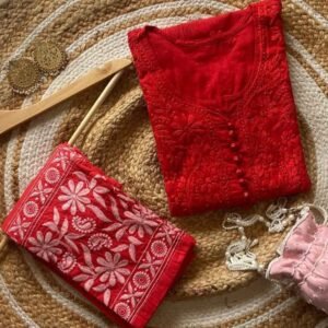 Pure Chikankari Kurti And Pant Set
