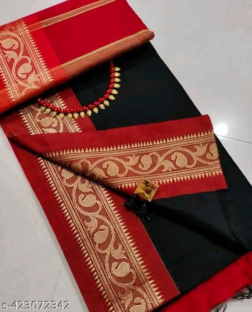 Handloom Cotton Silk Bangladesh Saree - Image 3