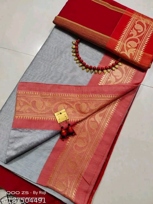 Handloom Cotton Silk Bangladesh Saree - Image 7