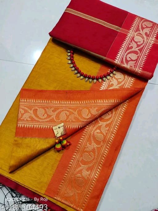 Handloom Cotton Silk Bangladesh Saree - Image 5