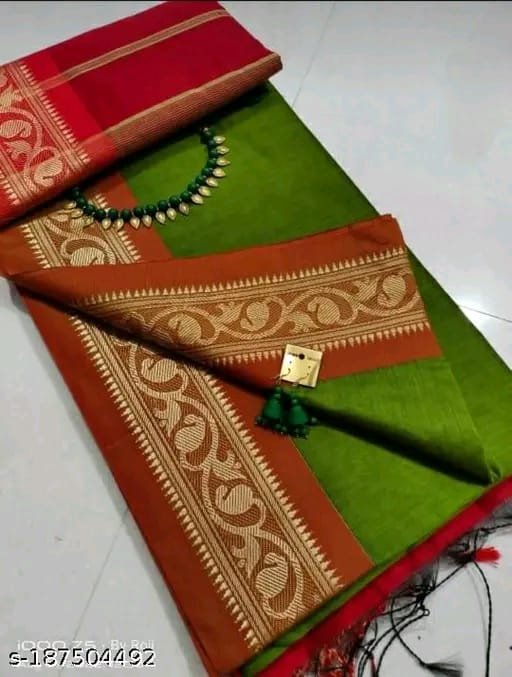 Handloom Cotton Silk Bangladesh Saree - Image 4