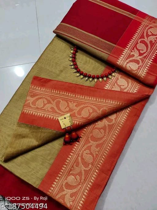 Handloom Cotton Silk Bangladesh Saree - Image 2