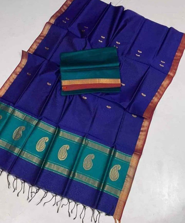 Pure Handloom Maheswari Kota Saree - Image 18