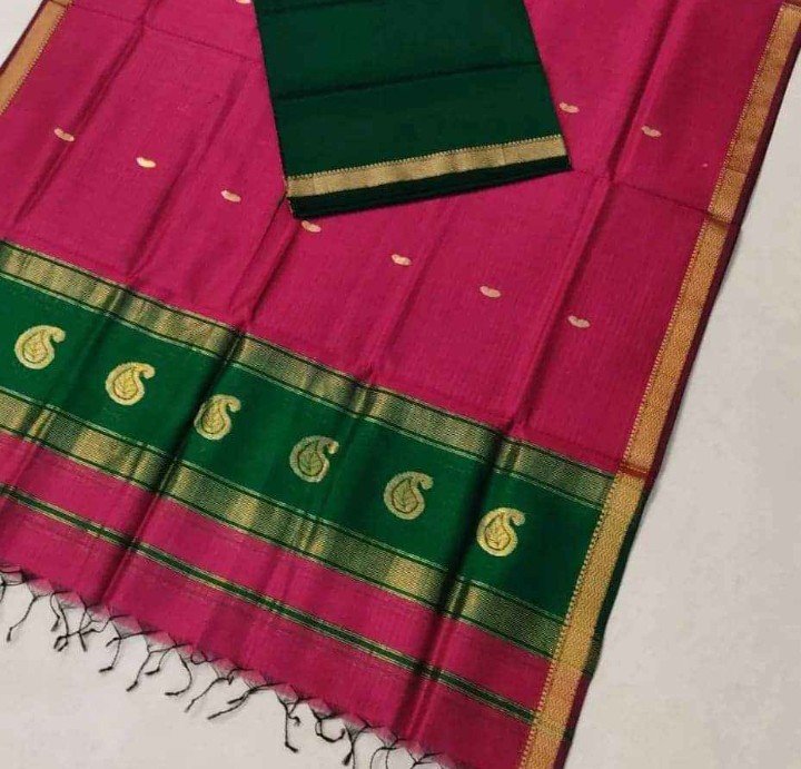 Pure Handloom Maheswari Kota Saree - Image 14
