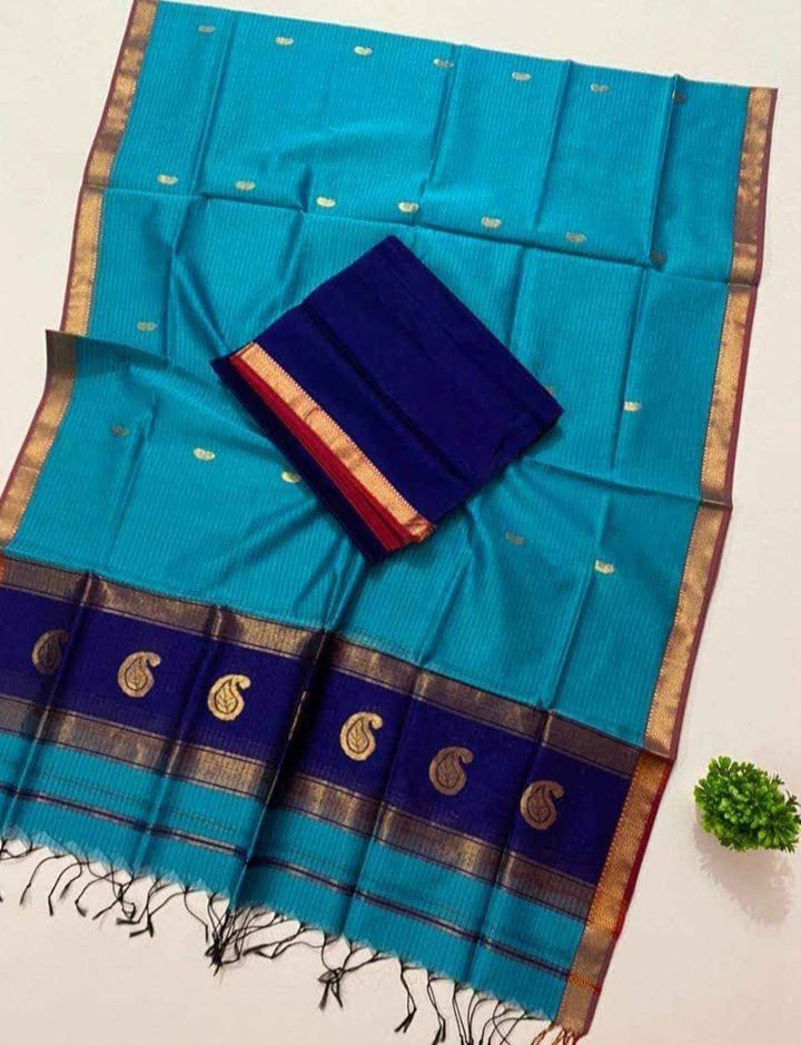 Pure Handloom Maheswari Kota Saree - Image 6