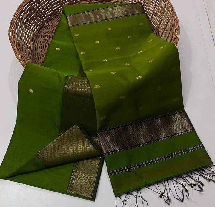 Pure Handloom Maheswari Cotton Silk Saree - Image 7