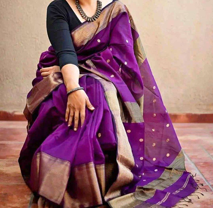 Pure Handloom Maheswari Cotton Silk Saree - Image 6