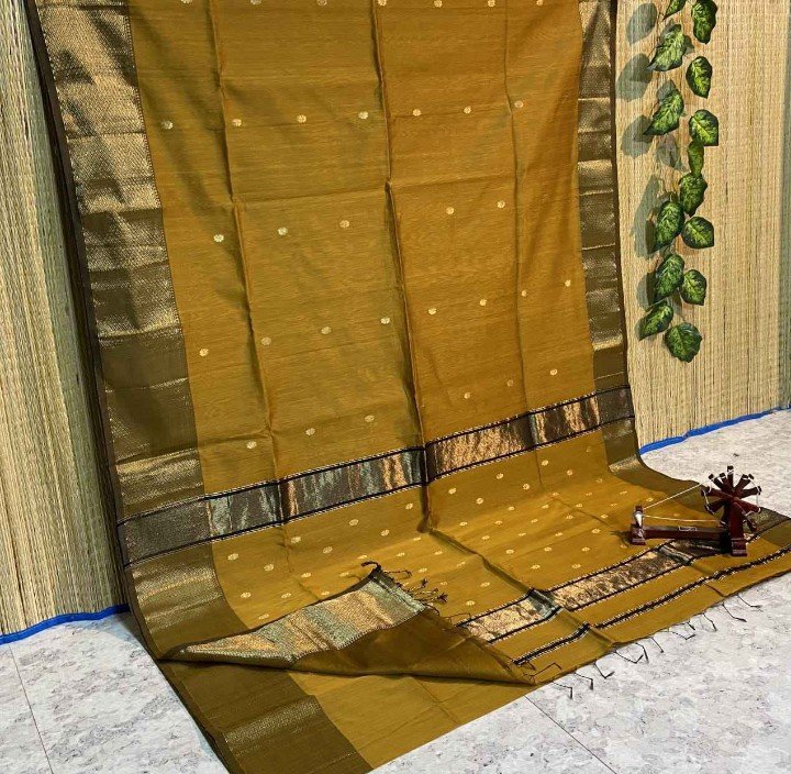 Pure Handloom Maheswari Cotton Silk Saree - Image 5
