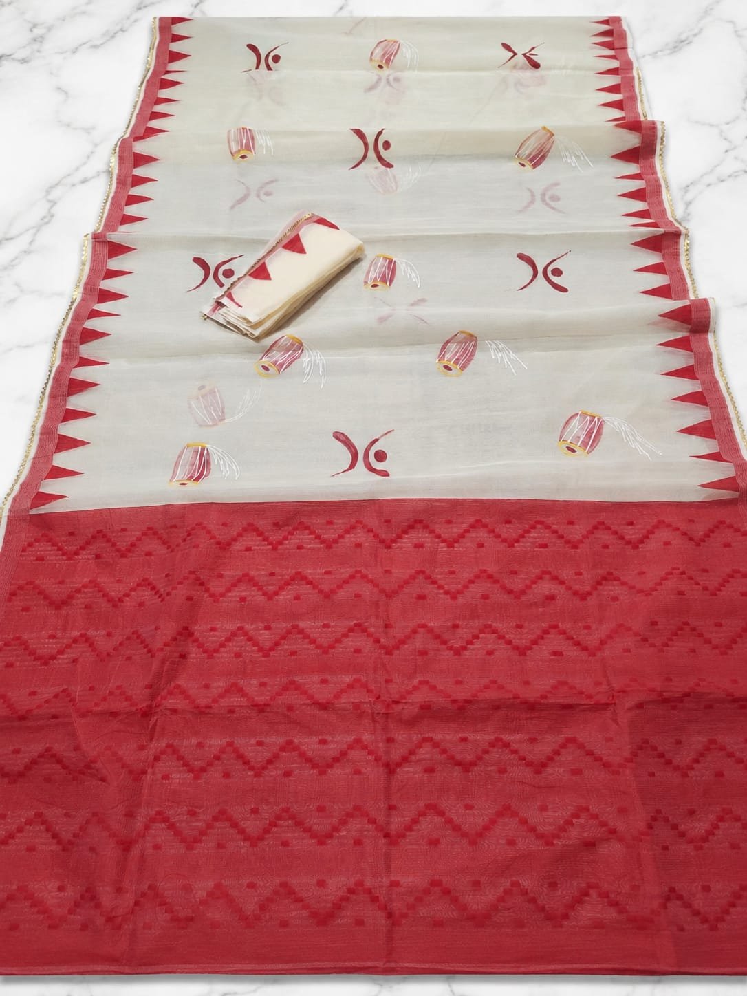 Printed Mul Cotton Saree - Image 4