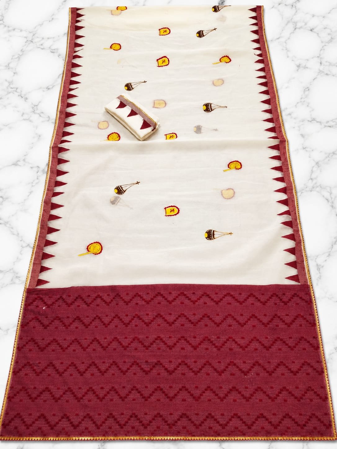 Printed Mul Cotton Saree - Image 3
