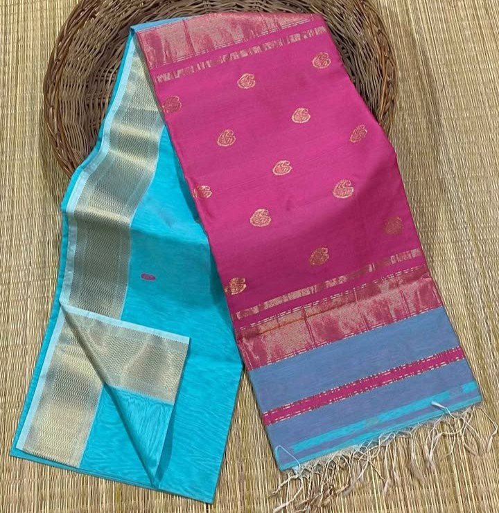 Pure Handloom Maheswari Kota Saree - Image 9